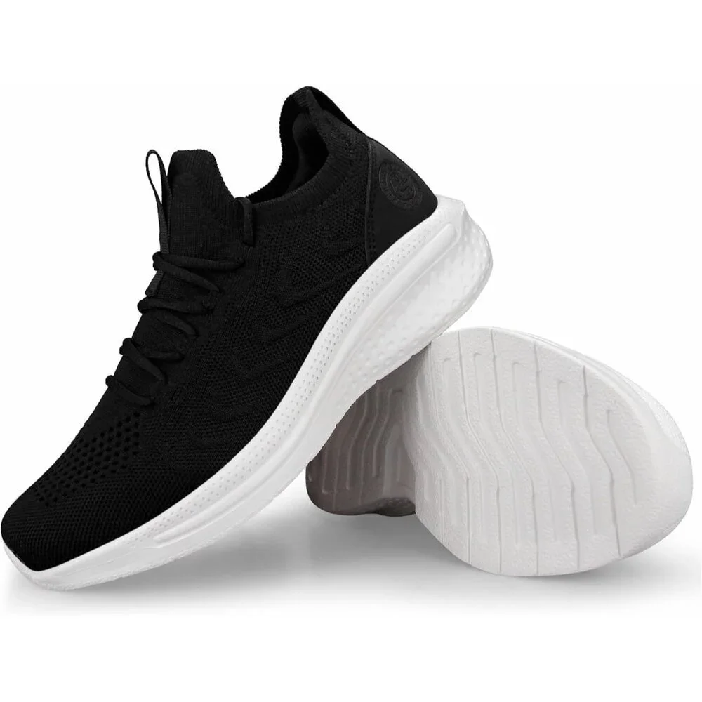 Women's Black White Non Slip Lightweight Breathable Soft Running Mesh Sneakers